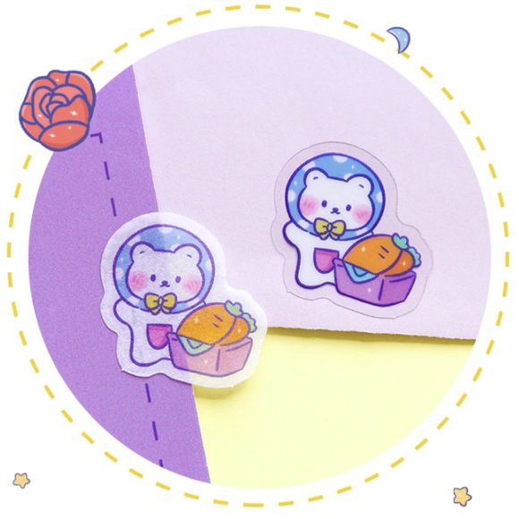 Cute Bear PVC & Washi Paper Sticker Pack - Picture 8 of 10